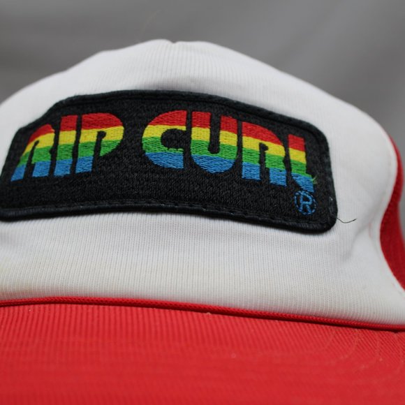 Vintage Surf Hat - Rip Curl Rainbow Patch Trucker Hat - Adult Snapback - Picture 2 of 8